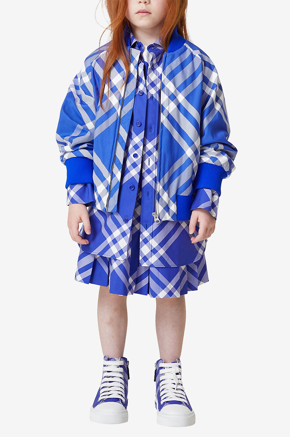 BURBERRY Duncan Check Knight boy's nylon bomber jacket Boy BLUE 3