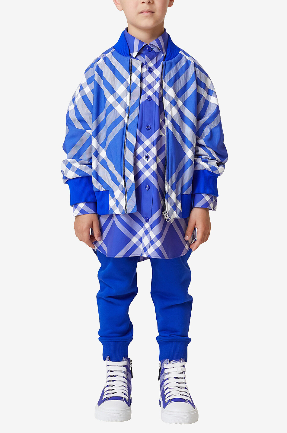 BURBERRY Duncan Check Knight boy's nylon bomber jacket Boy BLUE 4