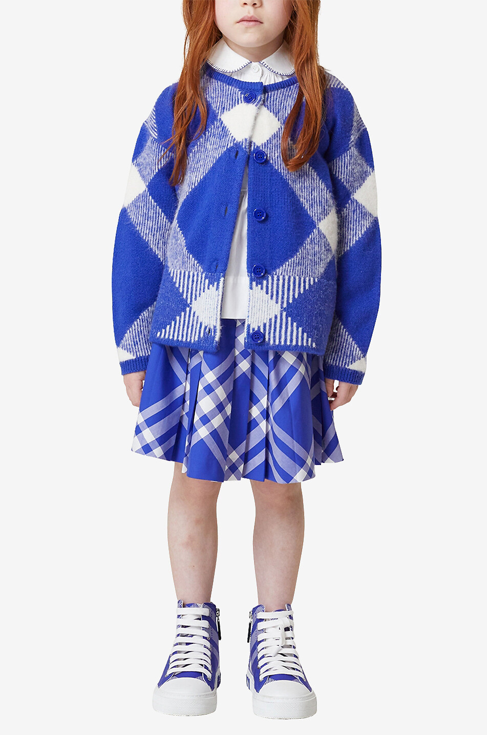 BURBERRY Mädchen-Jacquardcardigan aus Alpaka Betty Check Knight Junge BLAU 2