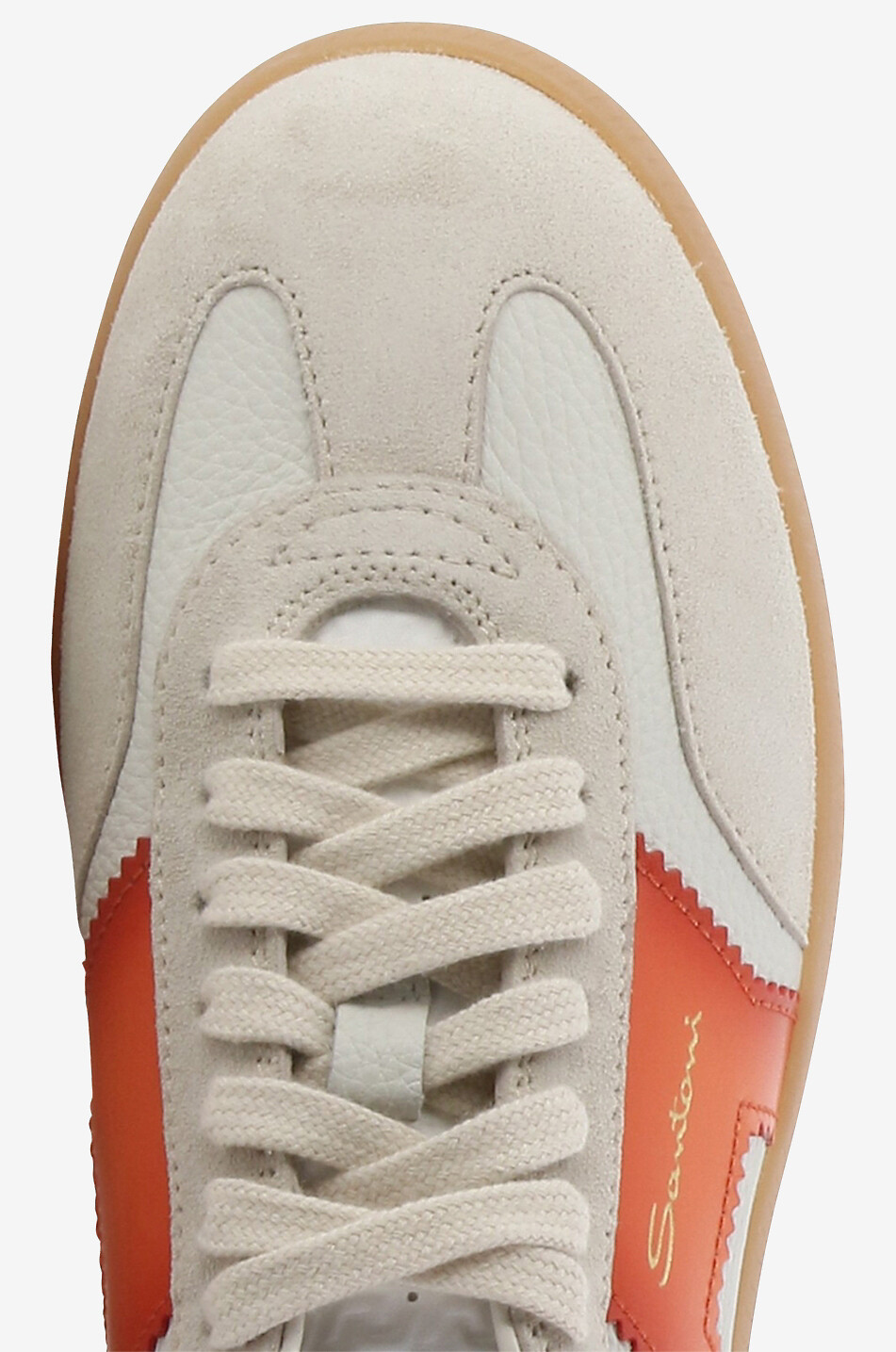 SANTONI Niedrige Schnürsneakers aus genarbtem Leder und Wildleder Double Boucle Damen BUNT 5