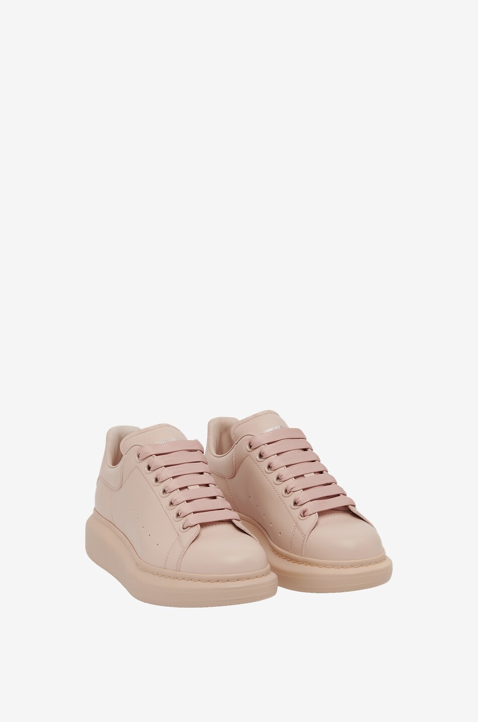 Baskets basses à lacets en cuir lisse Oversize Blush