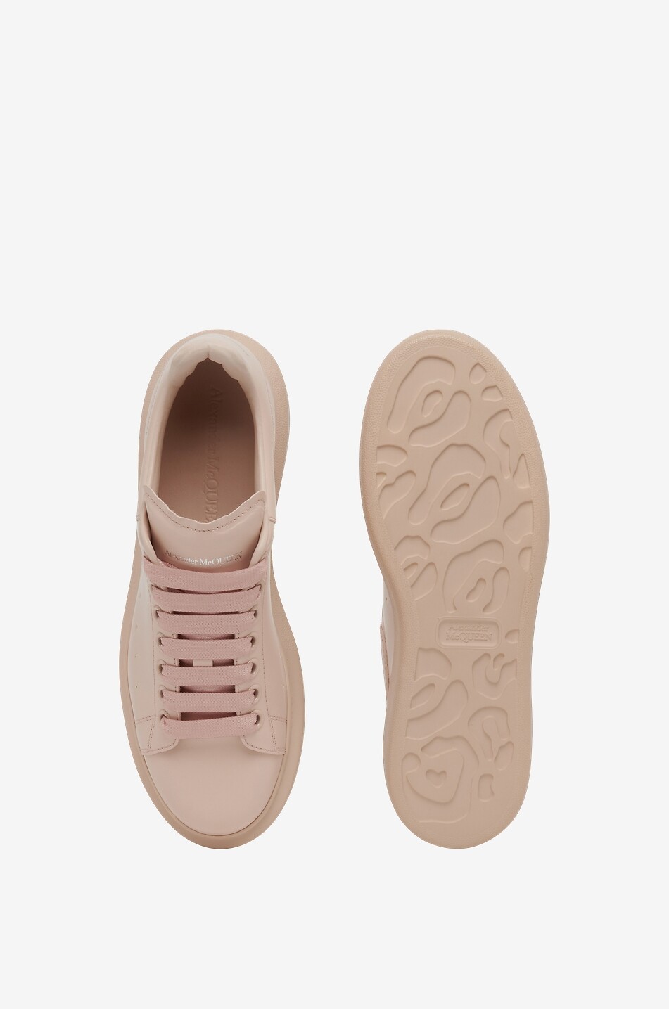 Baskets basses à lacets en cuir lisse Oversize Blush