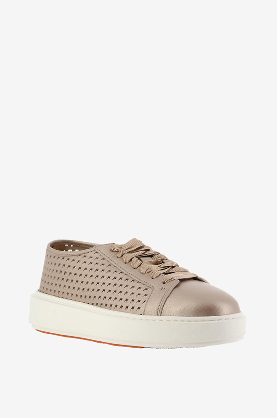 Perforated metallic leather low-top sneakers