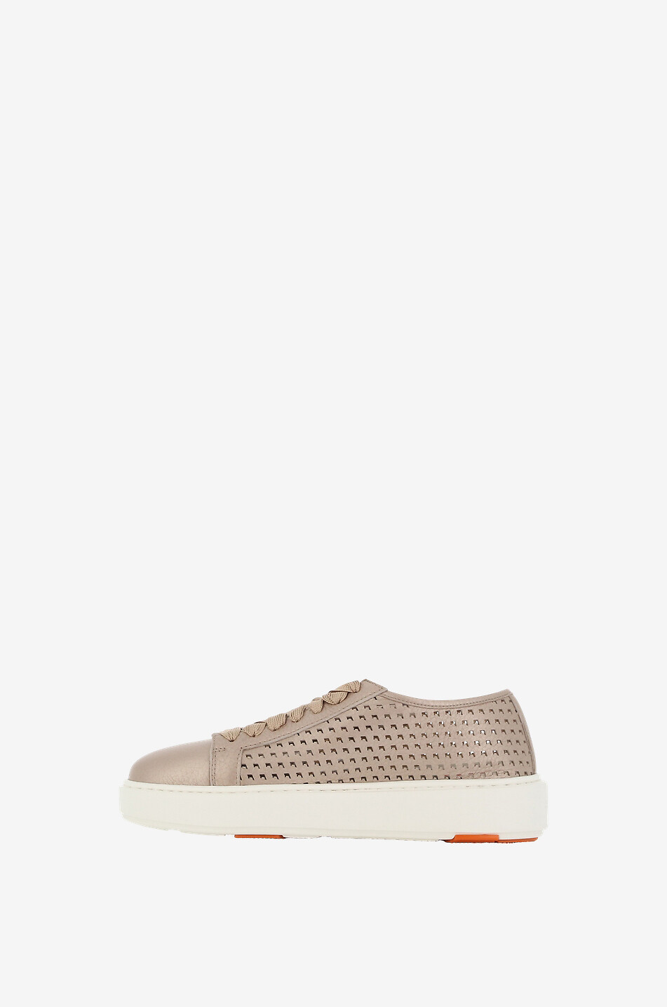 Perforated metallic leather low-top sneakers