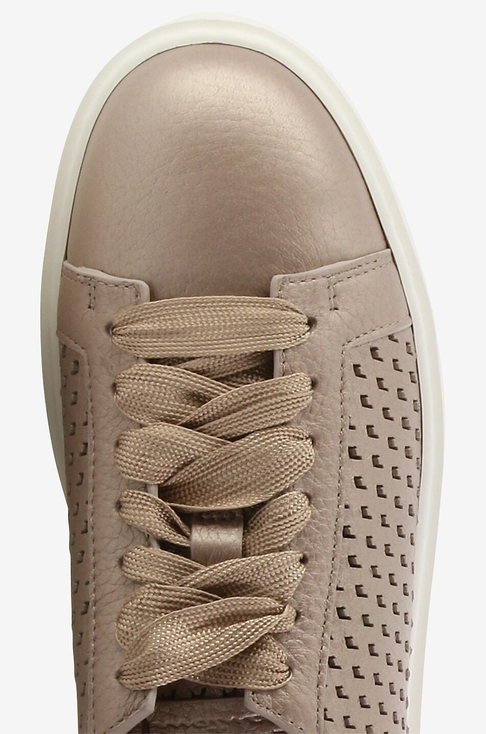 Perforated metallic leather low-top sneakers