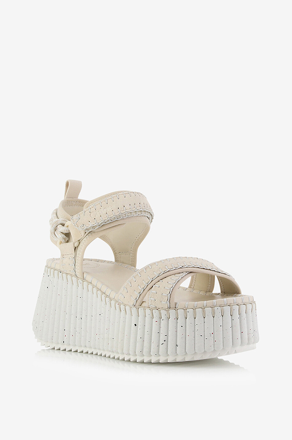 CHLOE Sandales compensées en néoprène et daim Nama Femme BLANC 1