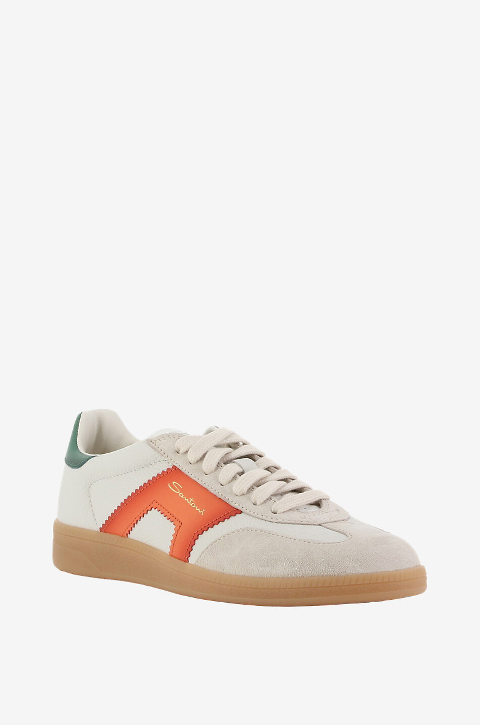 Niedrige Schnürsneakers aus genarbtem Leder und Wildleder Double Boucle