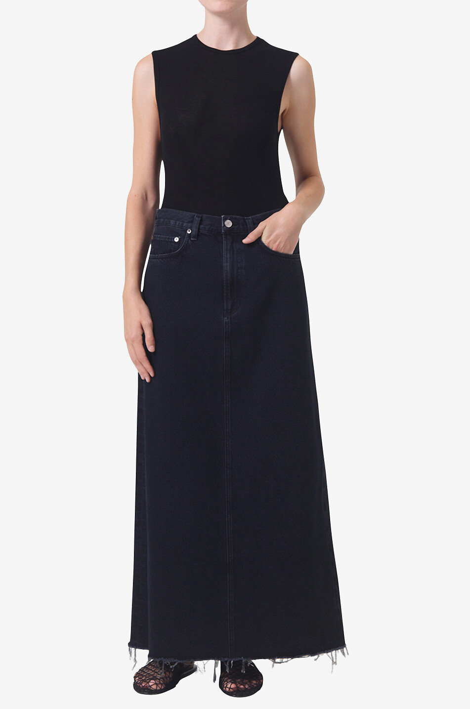 AGOLDE Hilla organic cotton maxi skirt Women BLACK 3