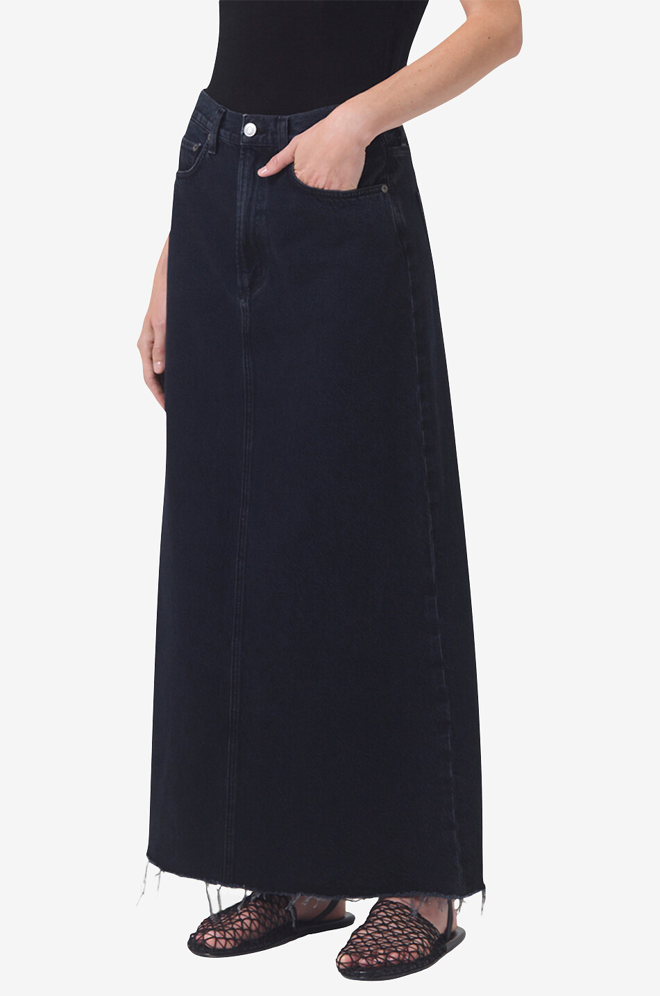 AGOLDE Hilla organic cotton maxi skirt Women BLACK 6