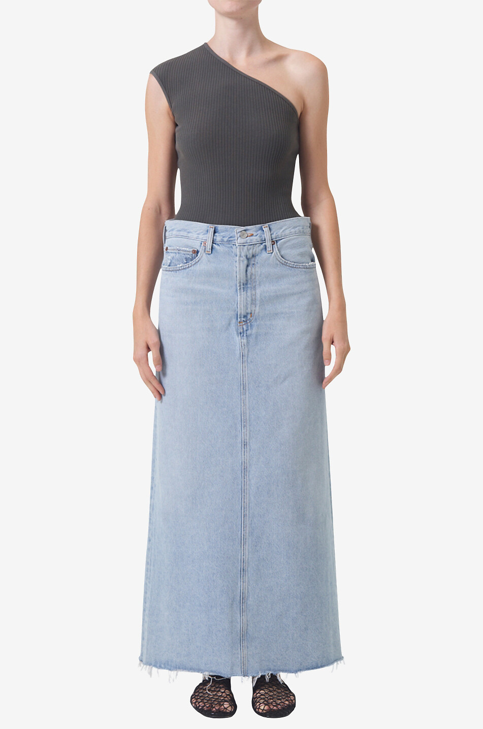 AGOLDE Jupe longue en coton recyclé Hilla Femme BLEU CLAIR 3