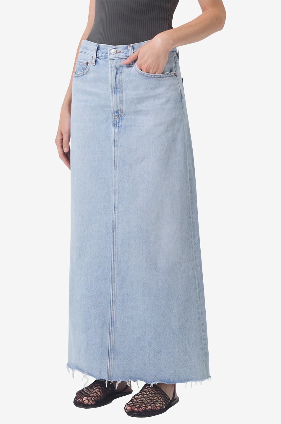 AGOLDE Jupe longue en coton recyclé Hilla Femme BLEU CLAIR 6