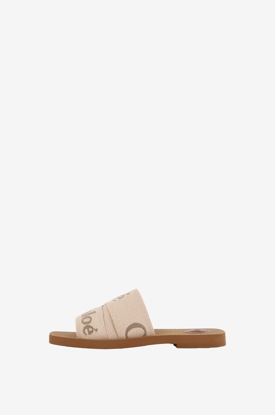 CHLOE Flache Pantoletten aus besticktem Leinen Woody Damen BEIGE 5