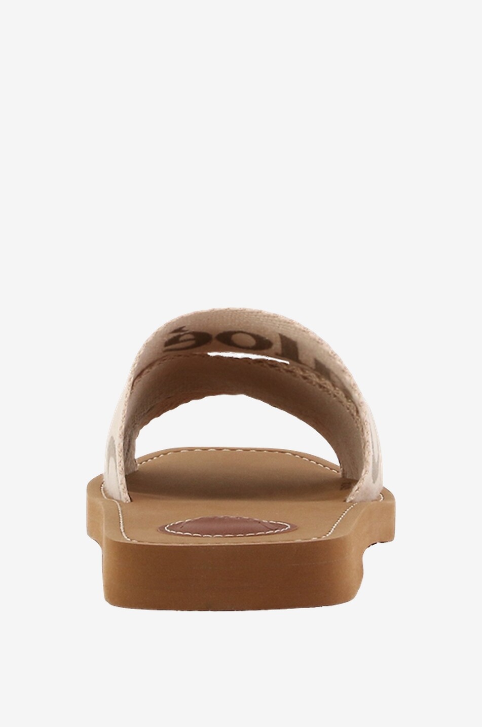 CHLOE Flache Pantoletten aus besticktem Leinen Woody Damen BEIGE 3