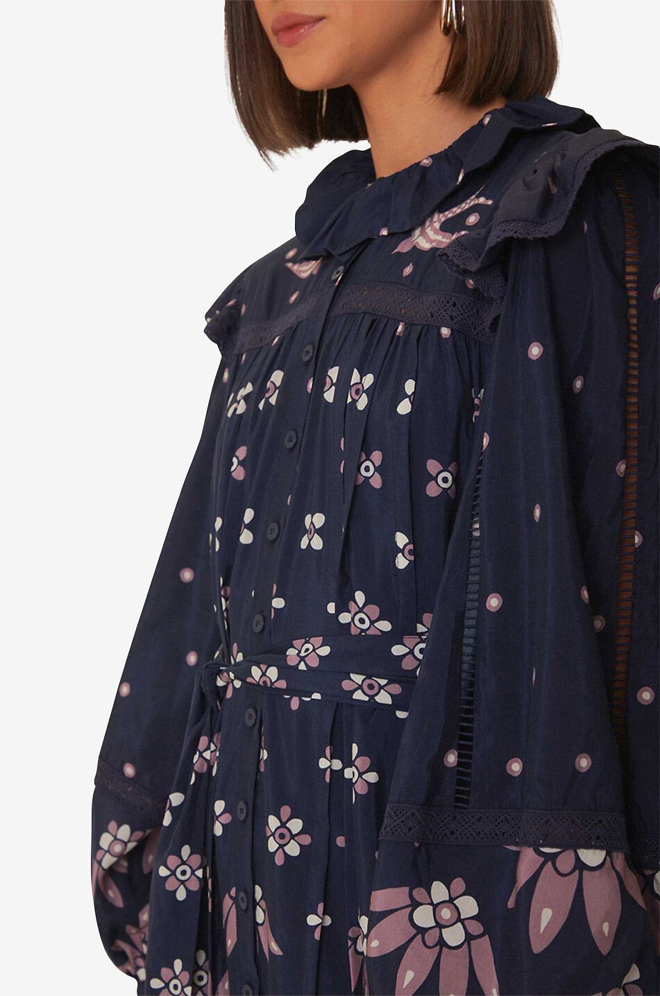 Bedrucktes Midikleid mit Spitze Ainika Martina