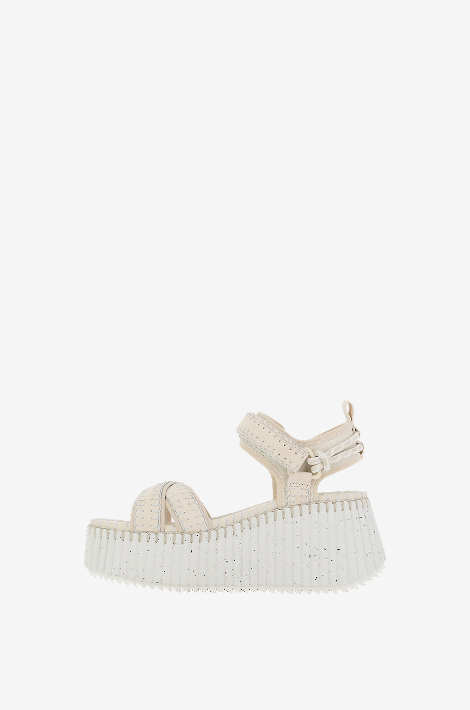CHLOE Keilsandalen aus Neopren und Wildleder Nama Damen WEISS 3