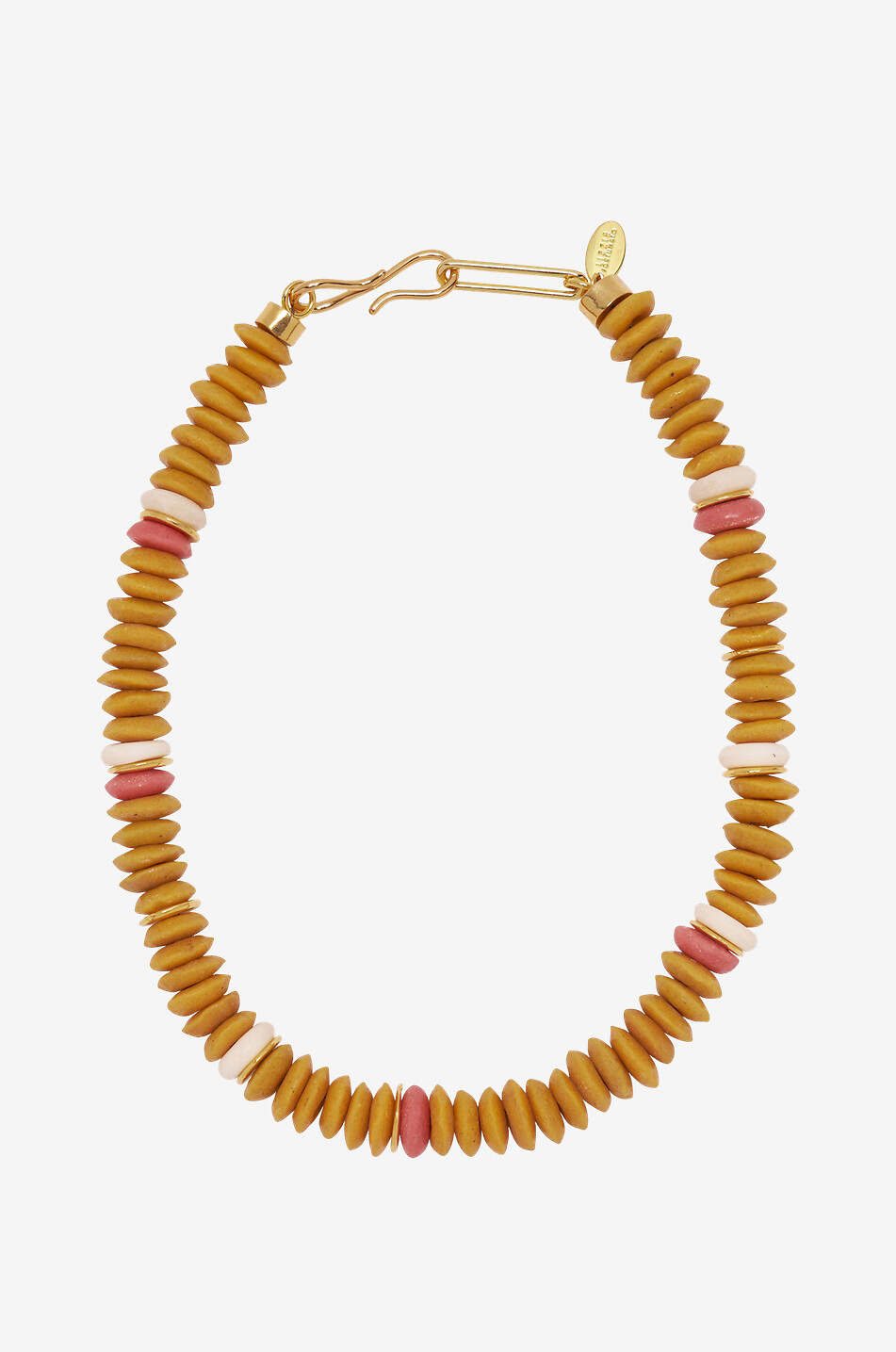 Dicke Halskette aus recyceltem Glas Laguna Mustard