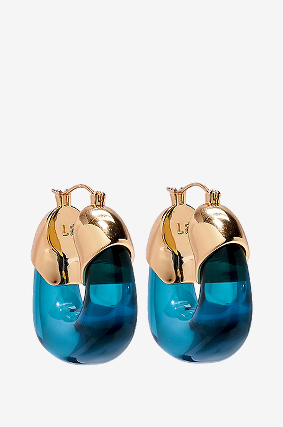 LIZZIE FORTUNATO Organic Marin Blue acrylic and brass hoop earrings Women BLUE 1