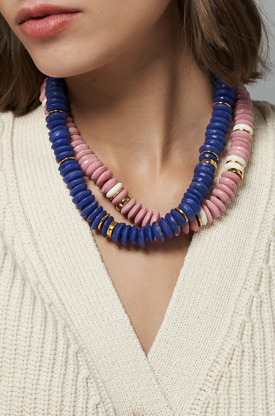 LIZZIE FORTUNATO Dicke Halskette aus recyceltem Glas Laguna Rose Pink Damen MITTELROSA 3