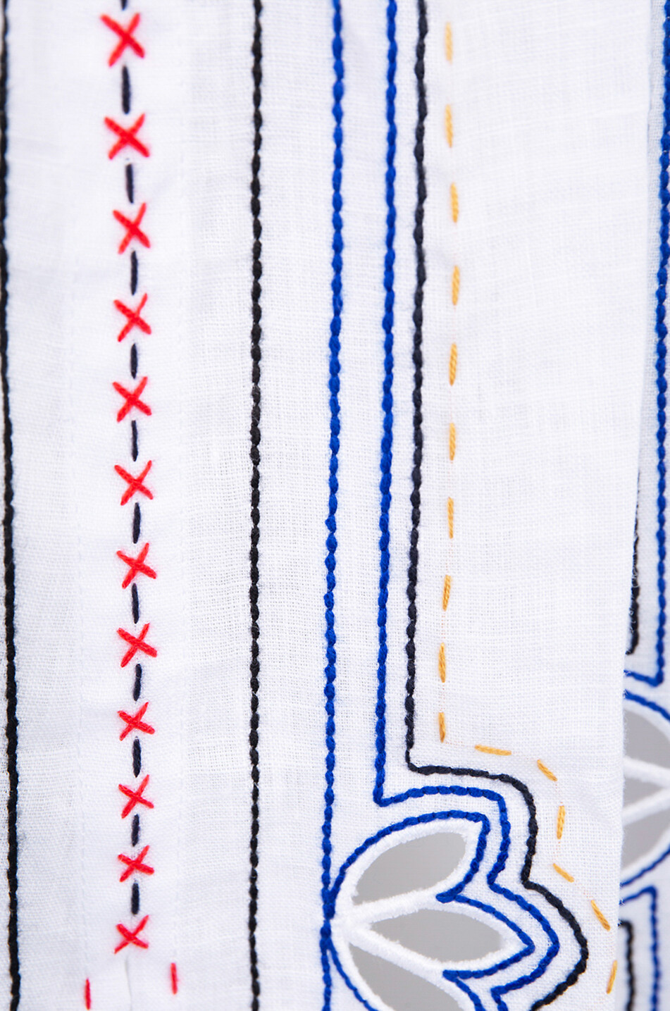 Check Mate long embroidered linen skirt