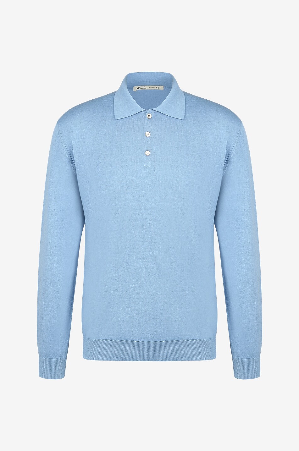 MAURIZIO BALDASSARI Polo à manches longues en soie et coton Homme BLEU CLAIR 1