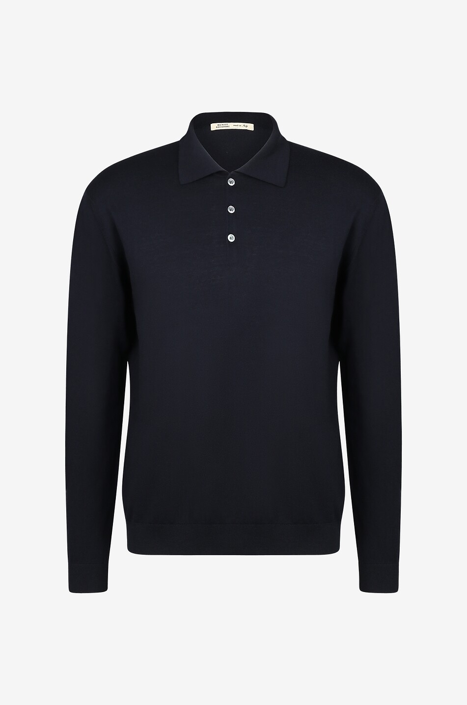 MAURIZIO BALDASSARI Polo à manches longues en soie et coton Homme BLEU FONCE 1