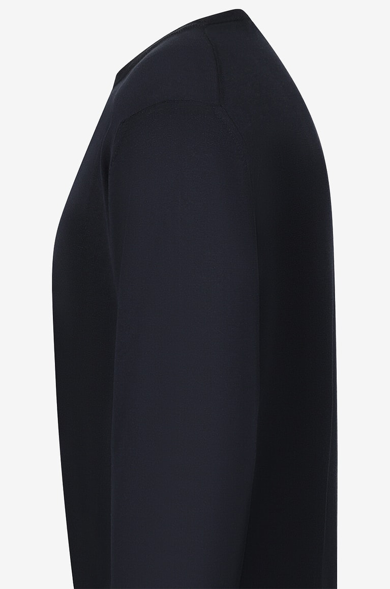 MAURIZIO BALDASSARI Silk and cotton crenweck jumper Men DARK BLUE 3