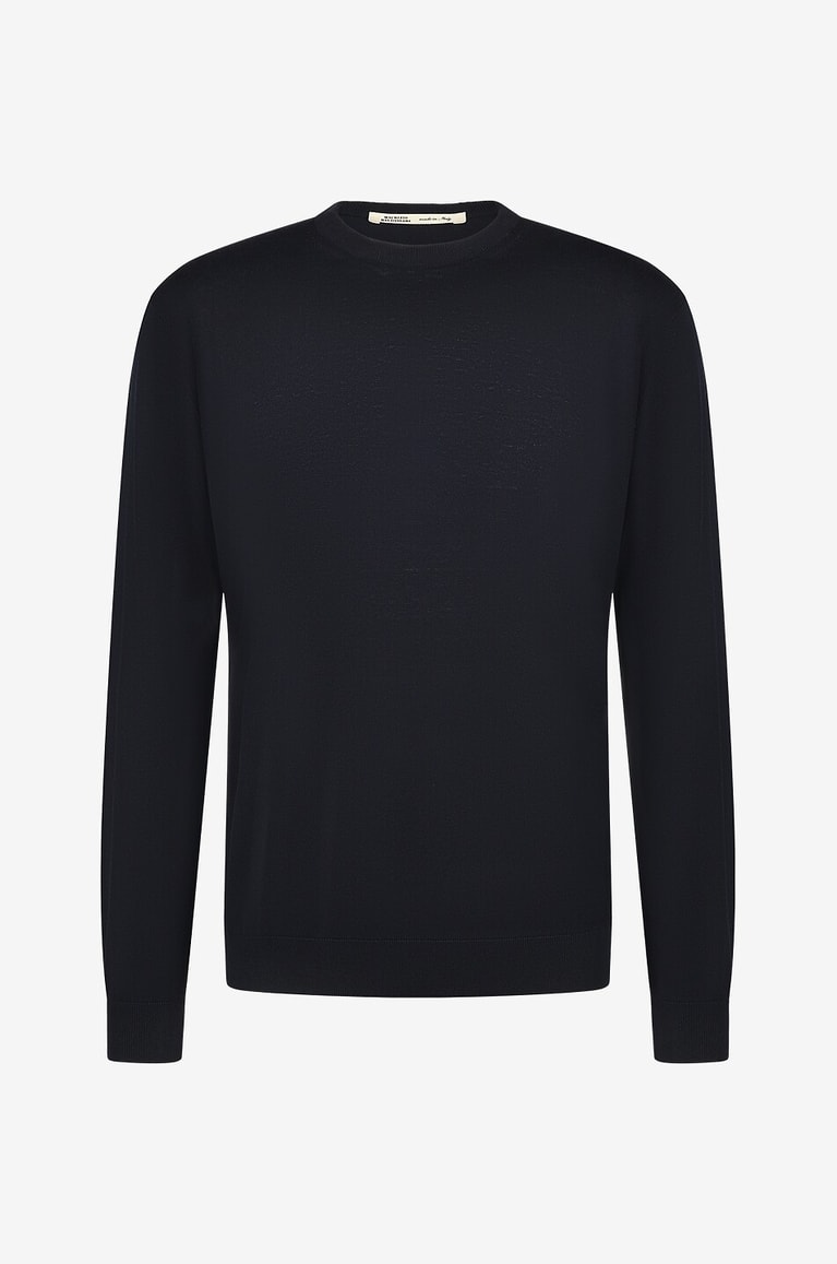 MAURIZIO BALDASSARI Silk and cotton crenweck jumper Men DARK BLUE 1