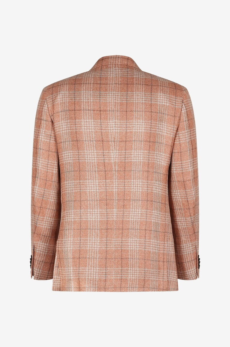 CARUSO Blazer en chanvre et laine à carreaux Homme ORANGE MOYEN 2