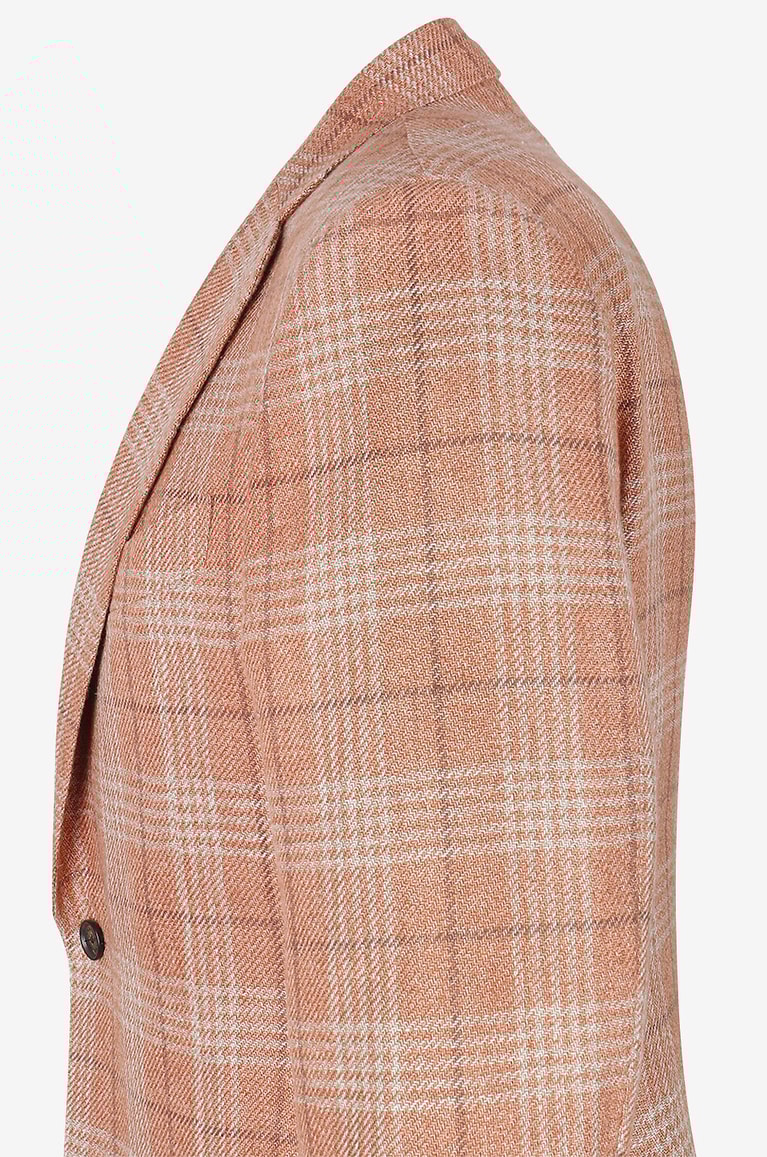 CARUSO Blazer en chanvre et laine à carreaux Homme ORANGE MOYEN 3