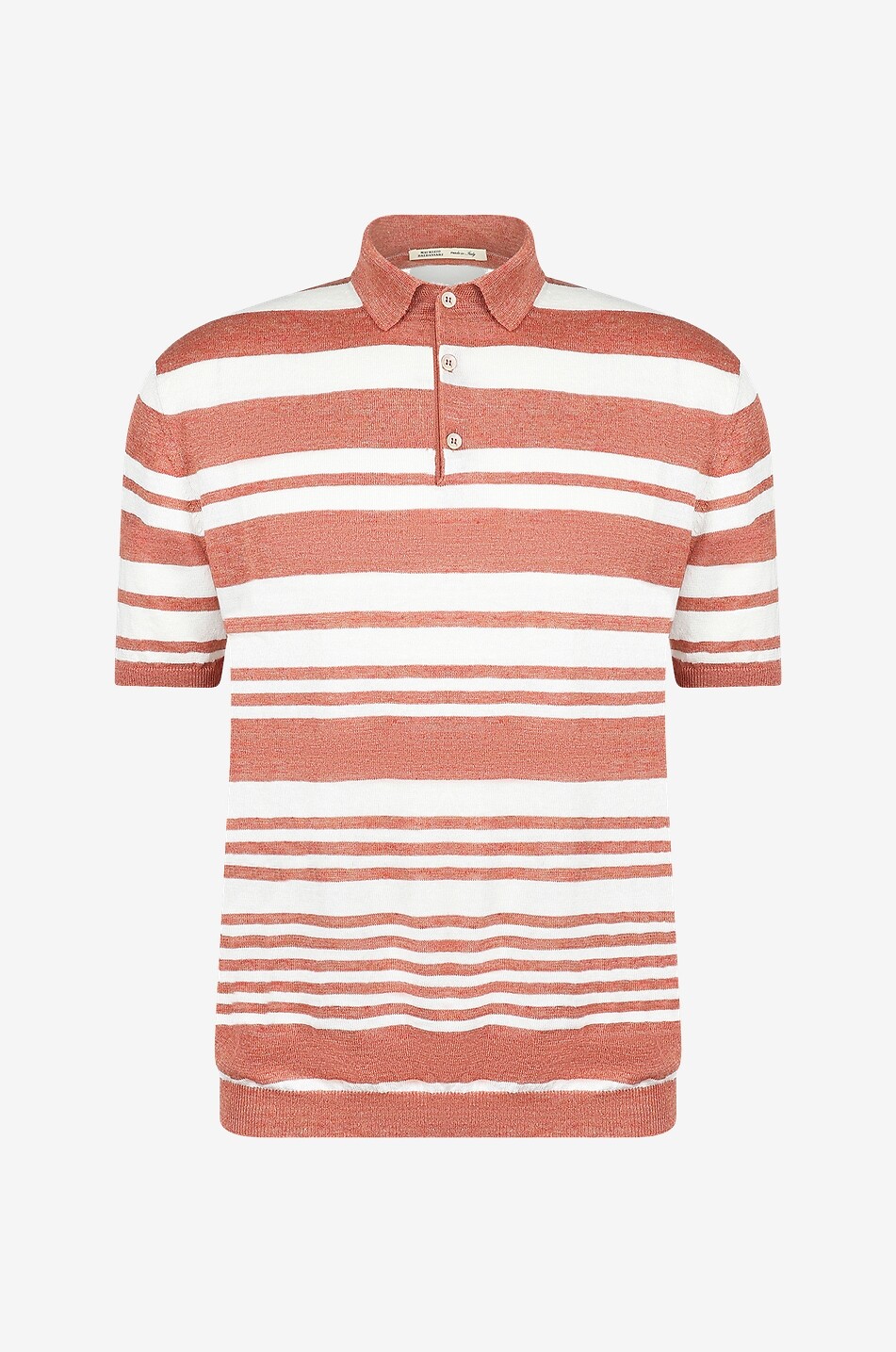 Linen short-sleeved striped polo shirt