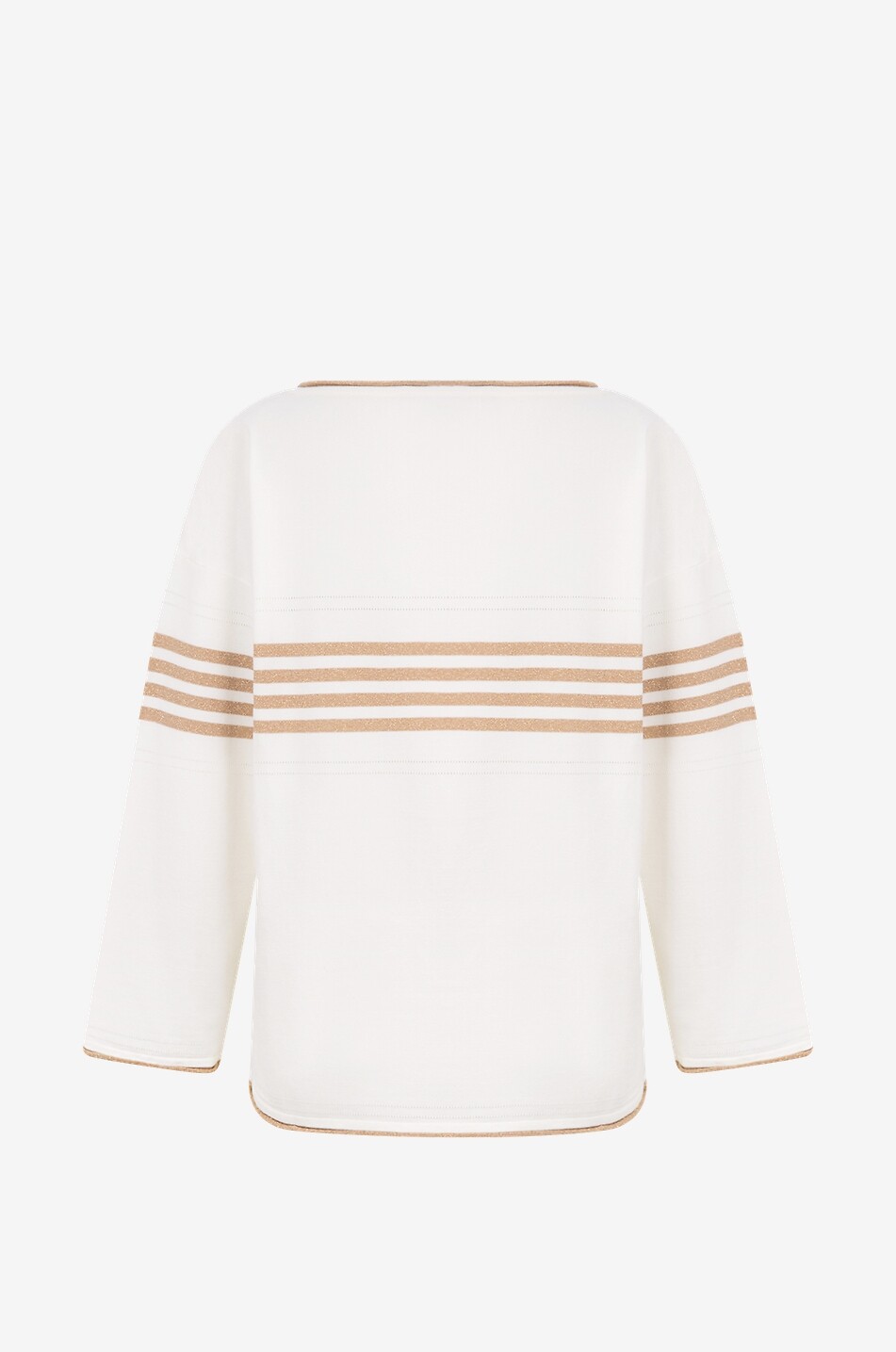 Pullover mit langen Ärmeln mit goldenen Streifen und Monogramm