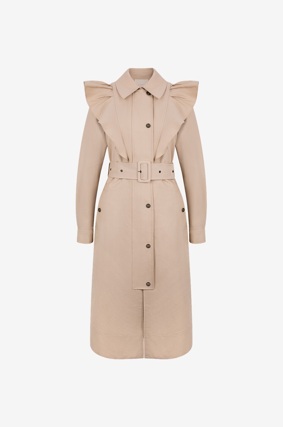 Trenchcoat aus Baumwolle mit Rüschen