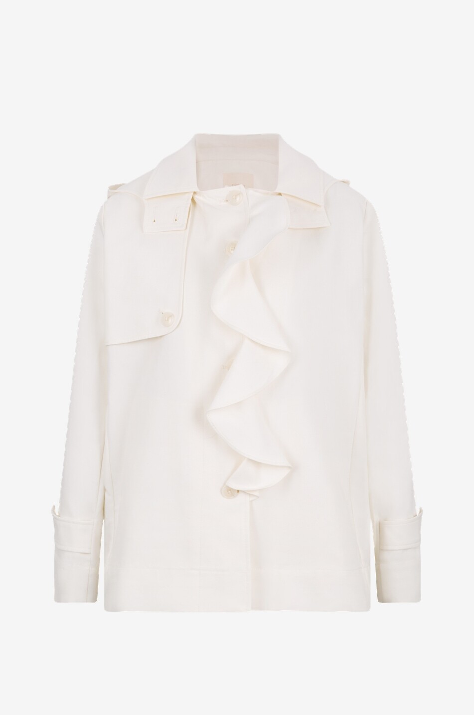 Jabot collar cotton short coat