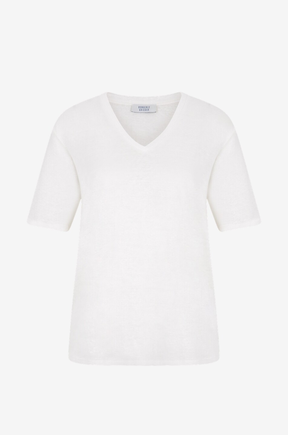 Linen short-sleeved V-neck T-shirt