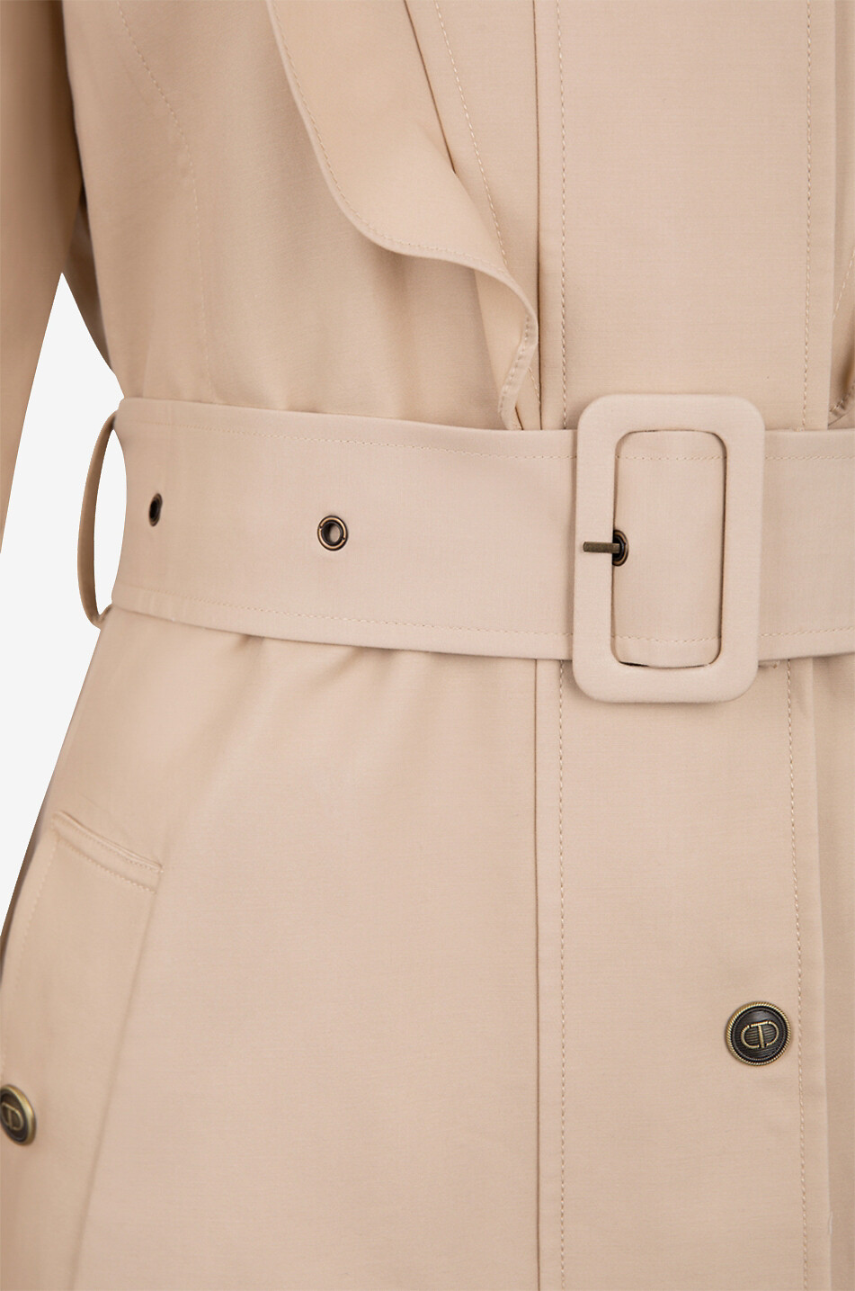 TWINSET Ruffled cotton trench coat Women BEIGE 3