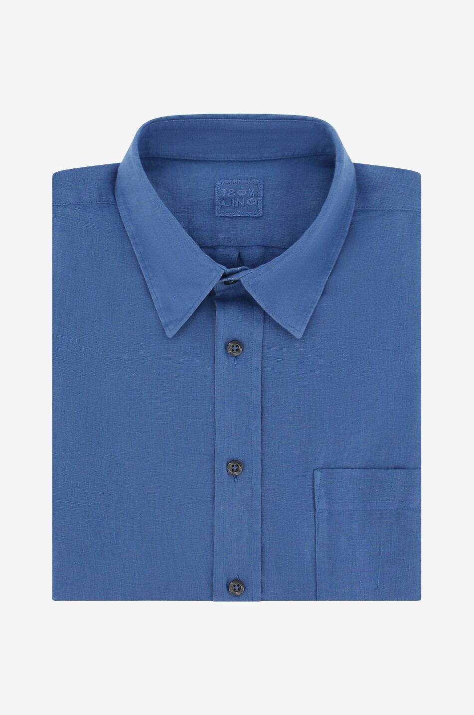 120% LINO Chemise classique à manches longues en lin Homme BLEU MOYEN 1
