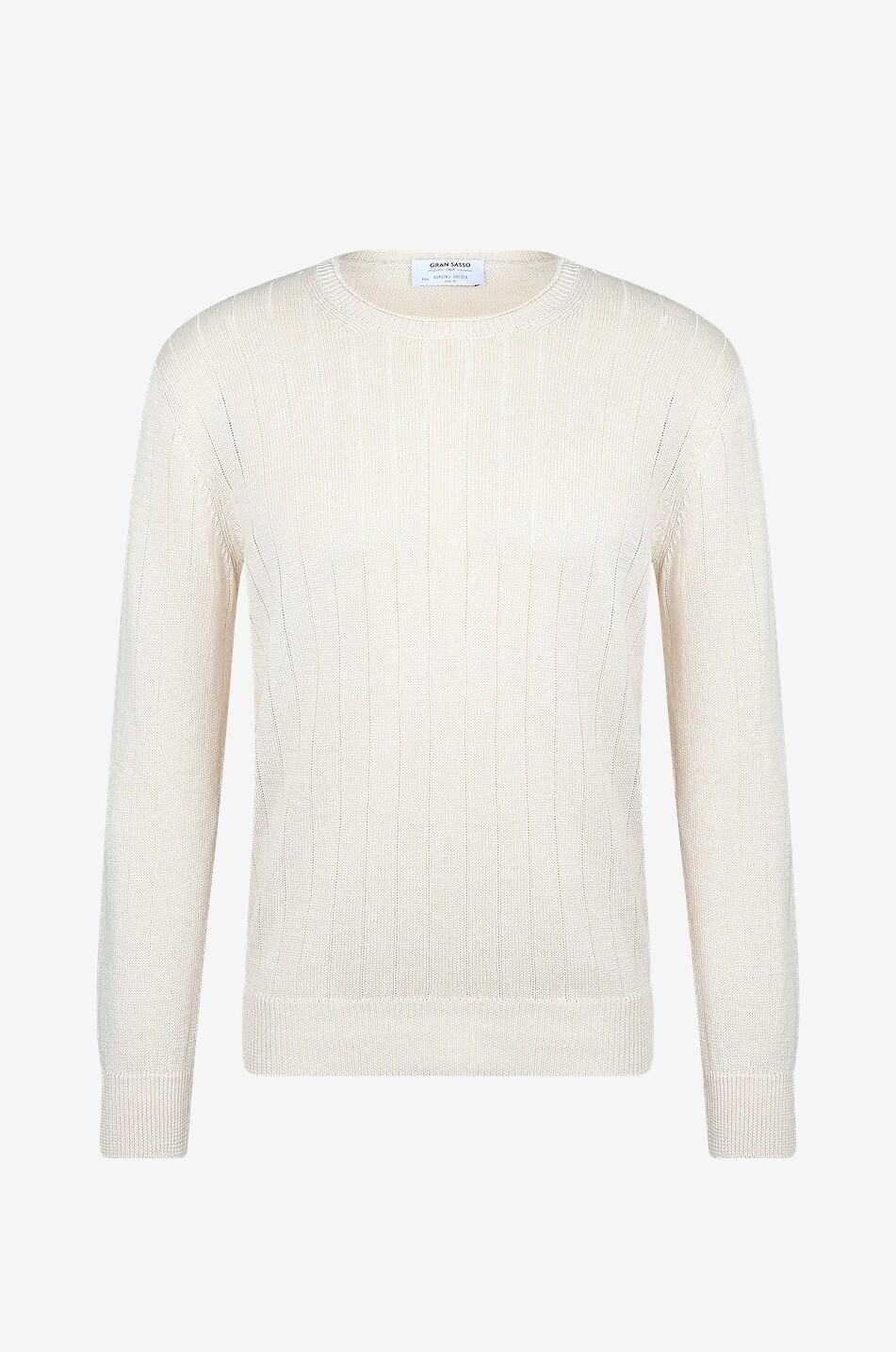 Pull à col rond en lin et coton ajouré