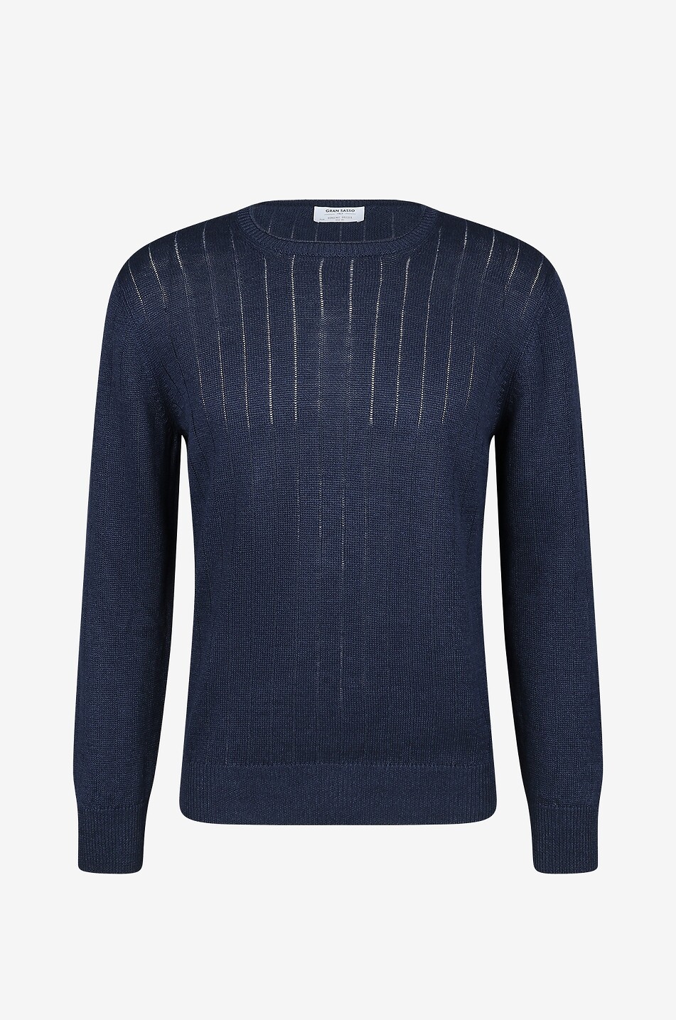 GRAN SASSO Pullover mit Rundhalsausschnitt aus Leinen und Baumwolle mit Lochmotiv Herren DUNKELBLAU 1