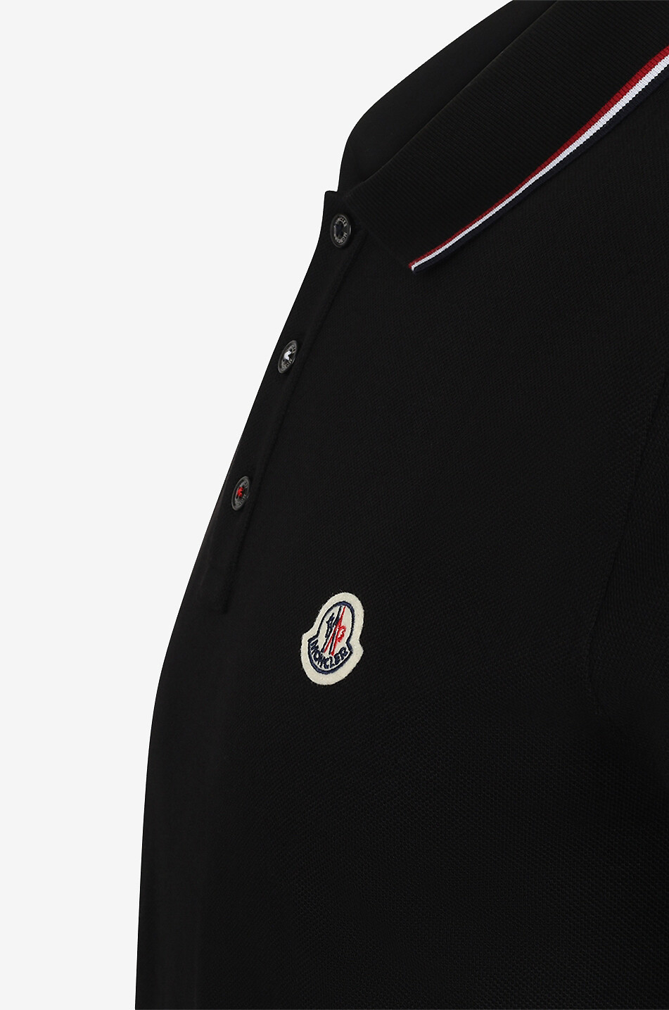 MONCLER Short-sleeved polo shirt with tricolour details Men BLACK 3