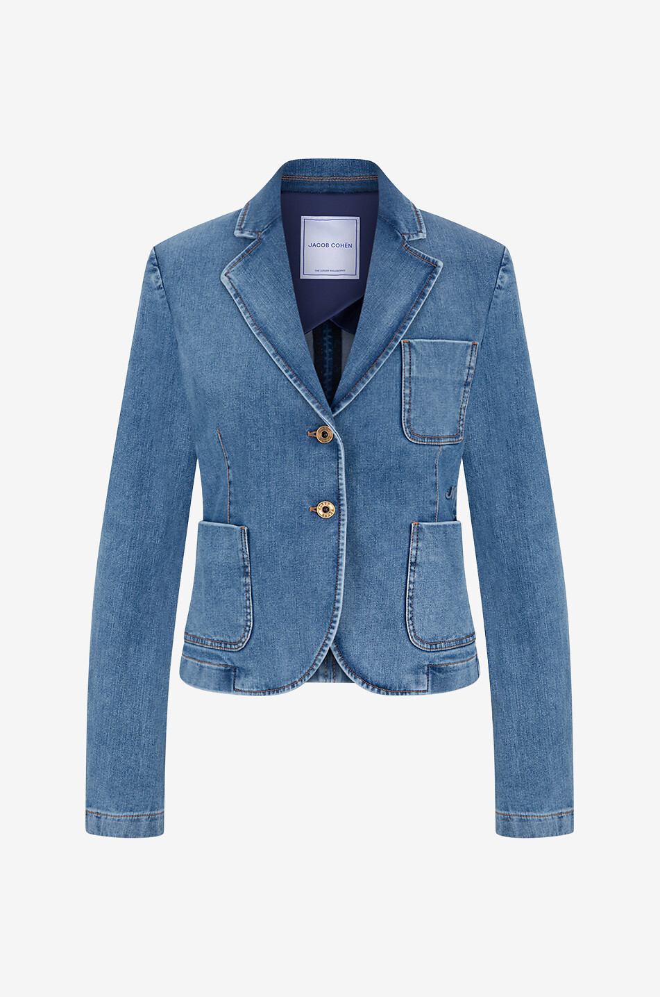 Blazer court en denim délavé