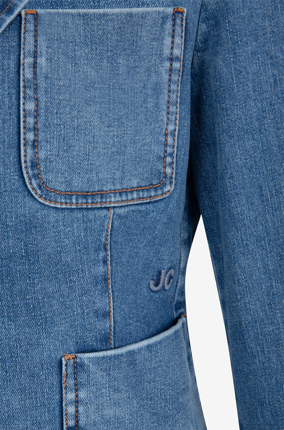 JACOB COHEN Faded denim short blazer Women MEDIUM BLUE 6