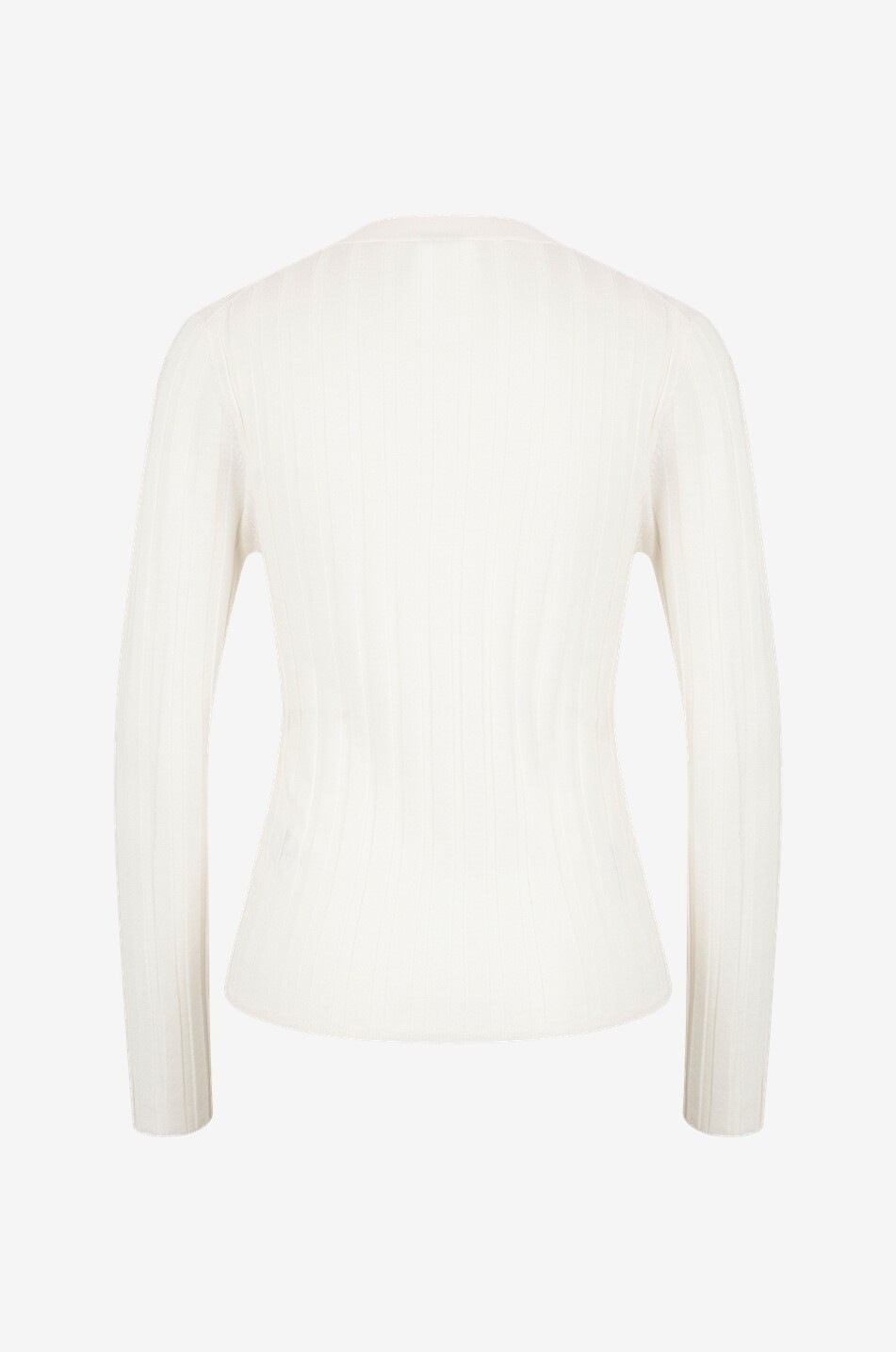 Cardigan fin ajusté à côtes larges en laine à col V