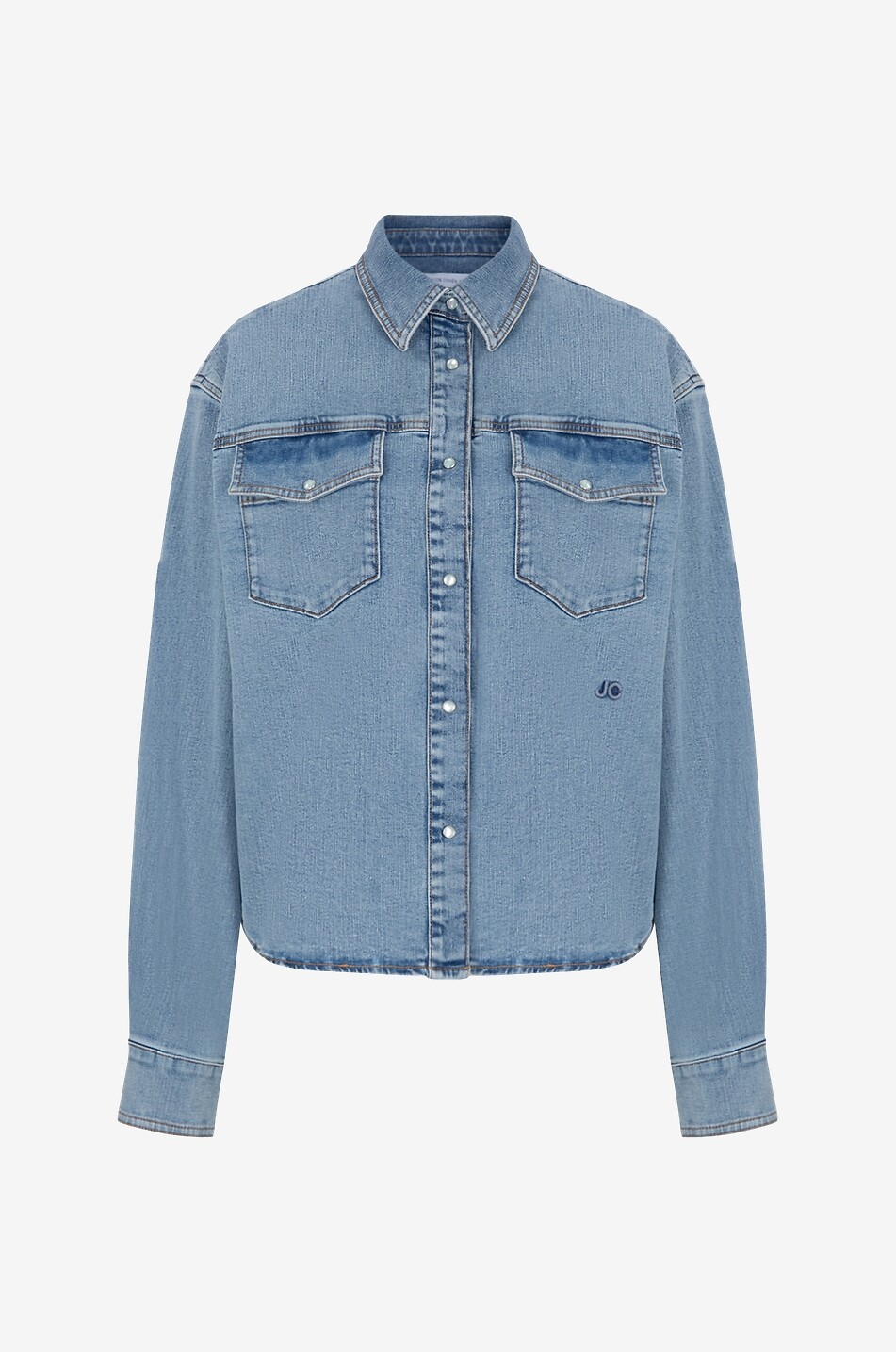 Hemd mit langen Ärmeln aus ausgewaschenem Denim