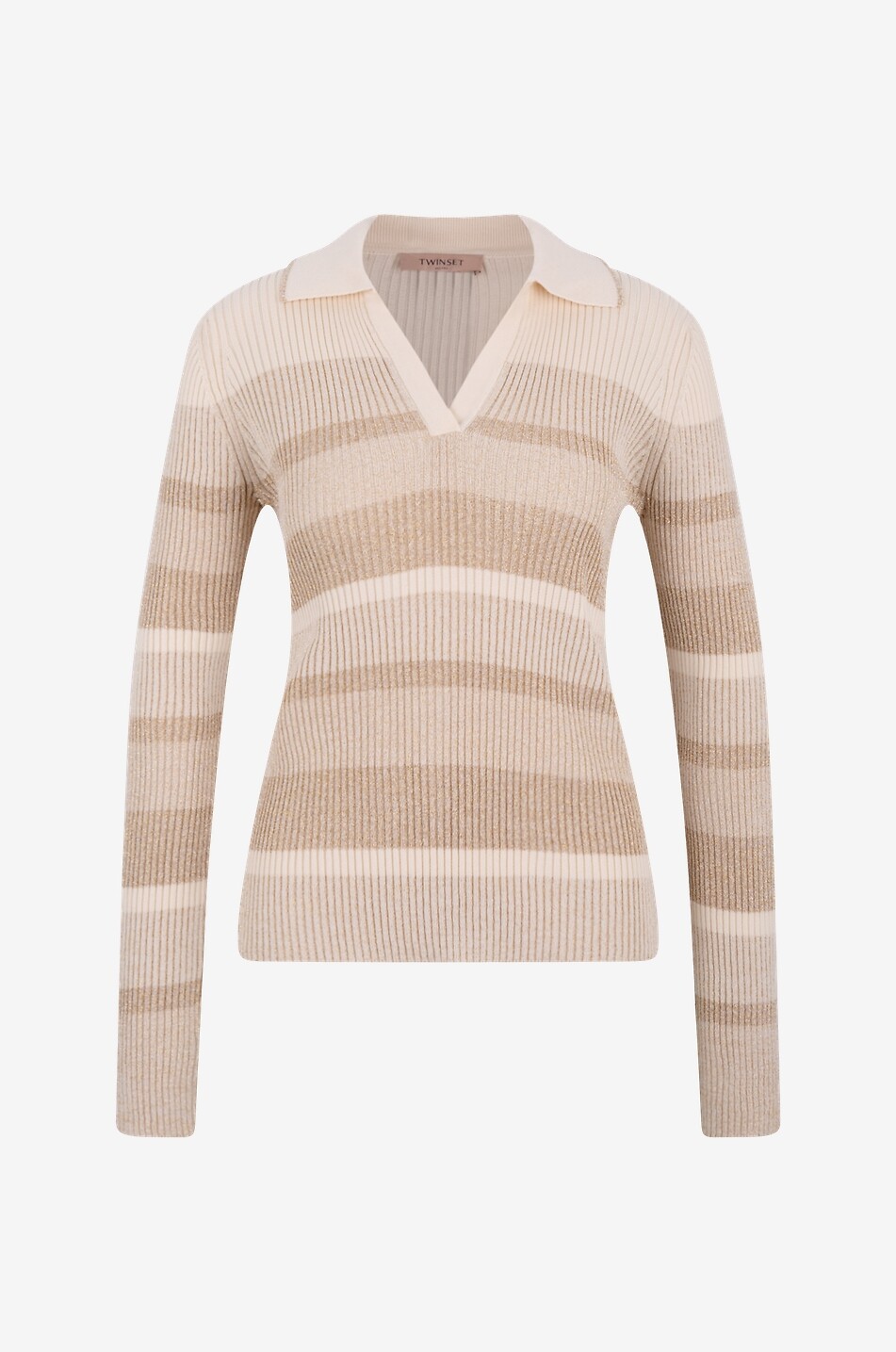 Polo en maille rayée à manches longues