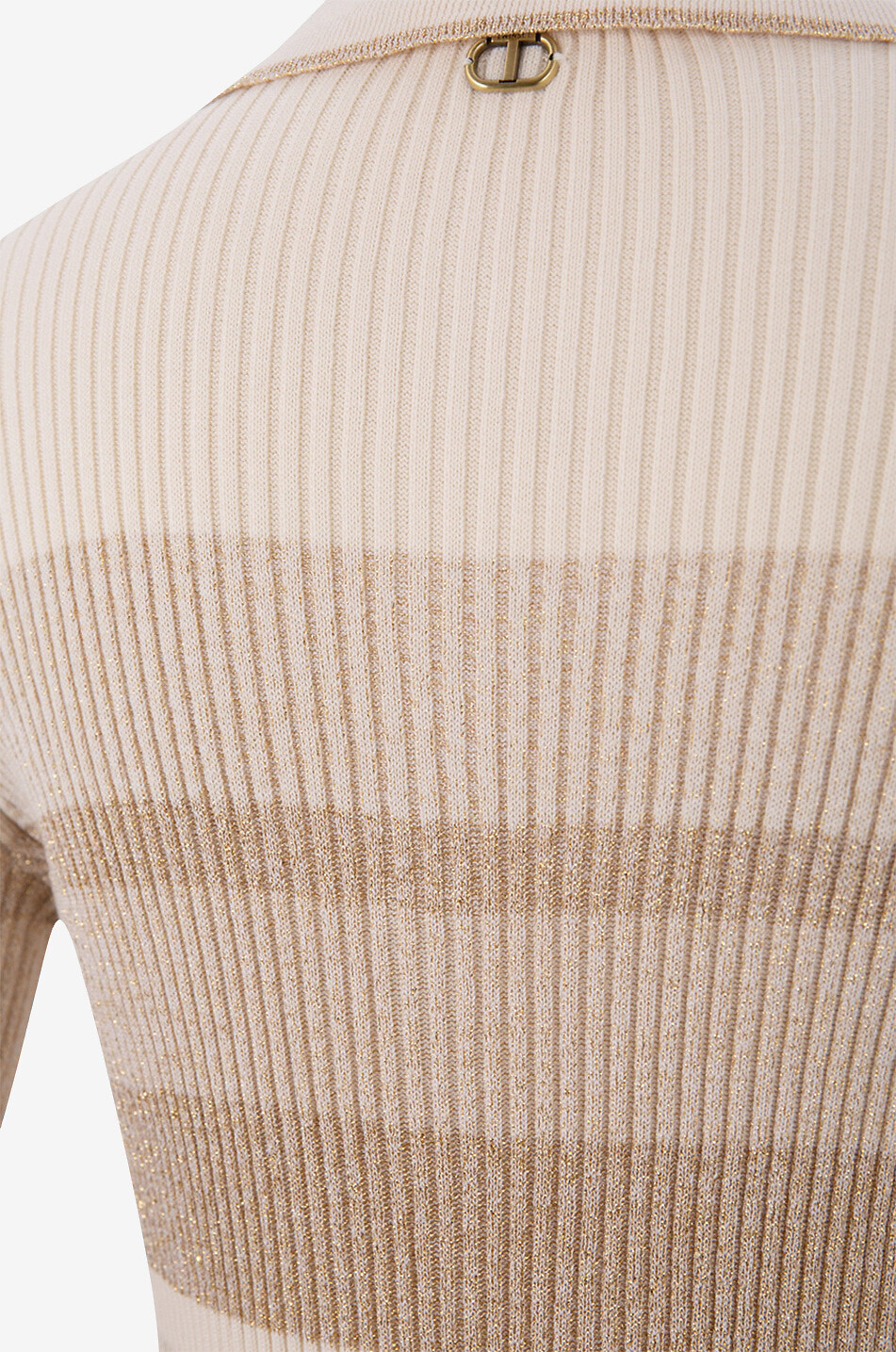 TWINSET Gestreiftes Strick-Polohemd mit langen Ärmeln Damen BEIGE 3