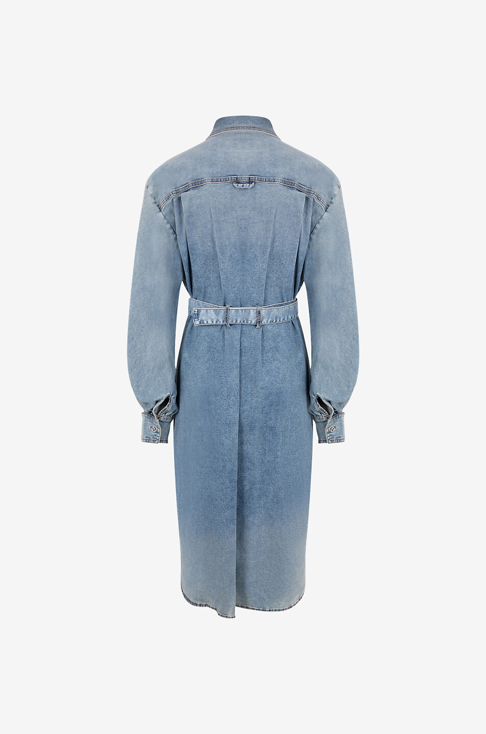 Robe chemise midi en denim délavé