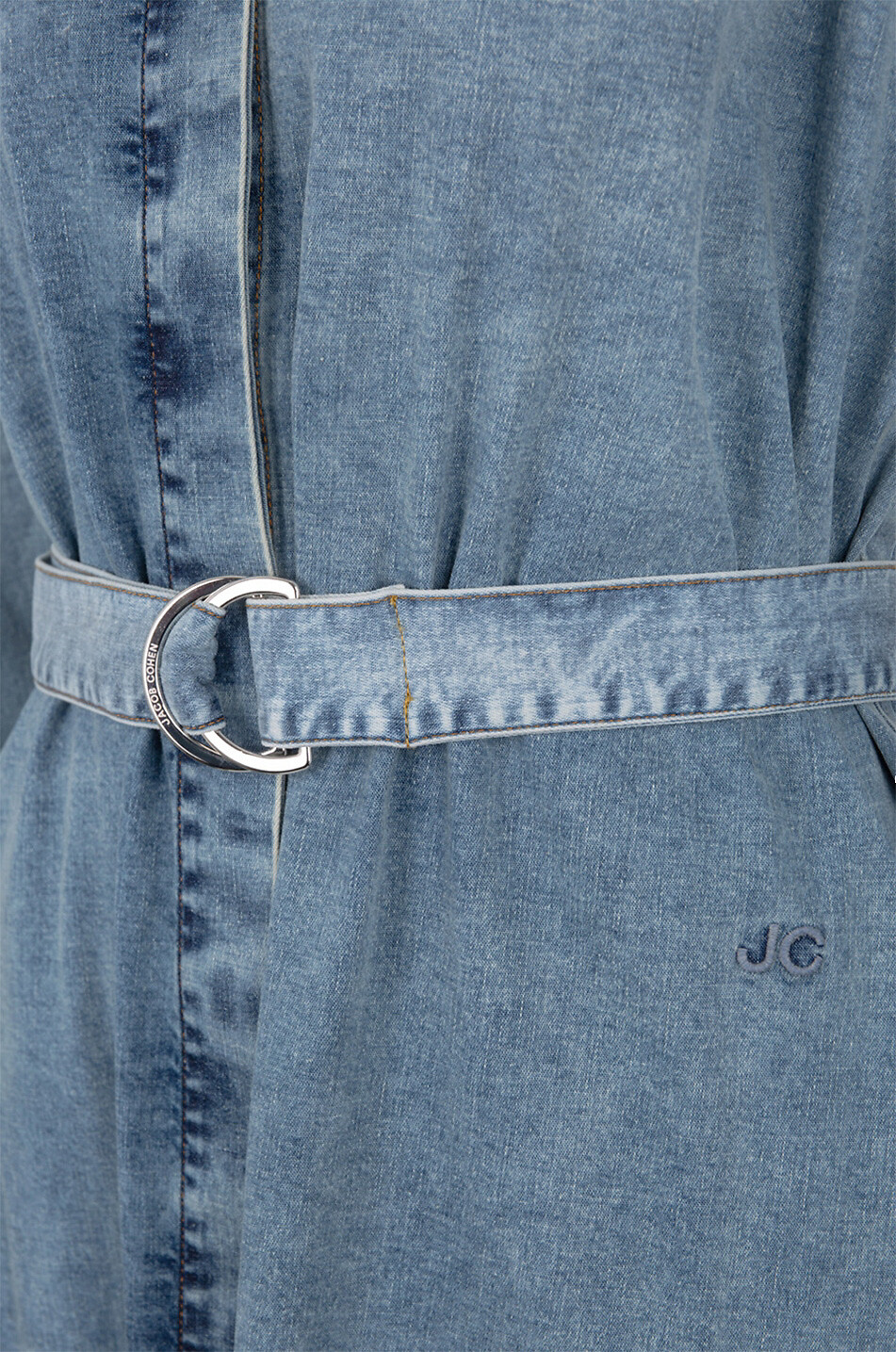 Robe chemise midi en denim délavé
