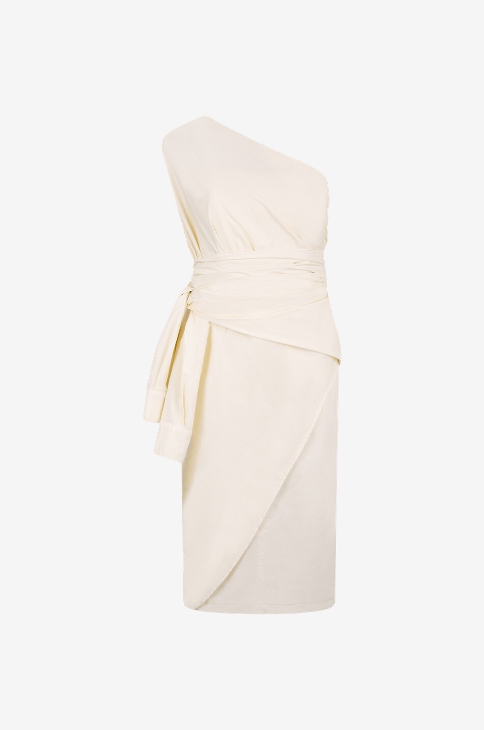 Cotton short draped asymmetric dress