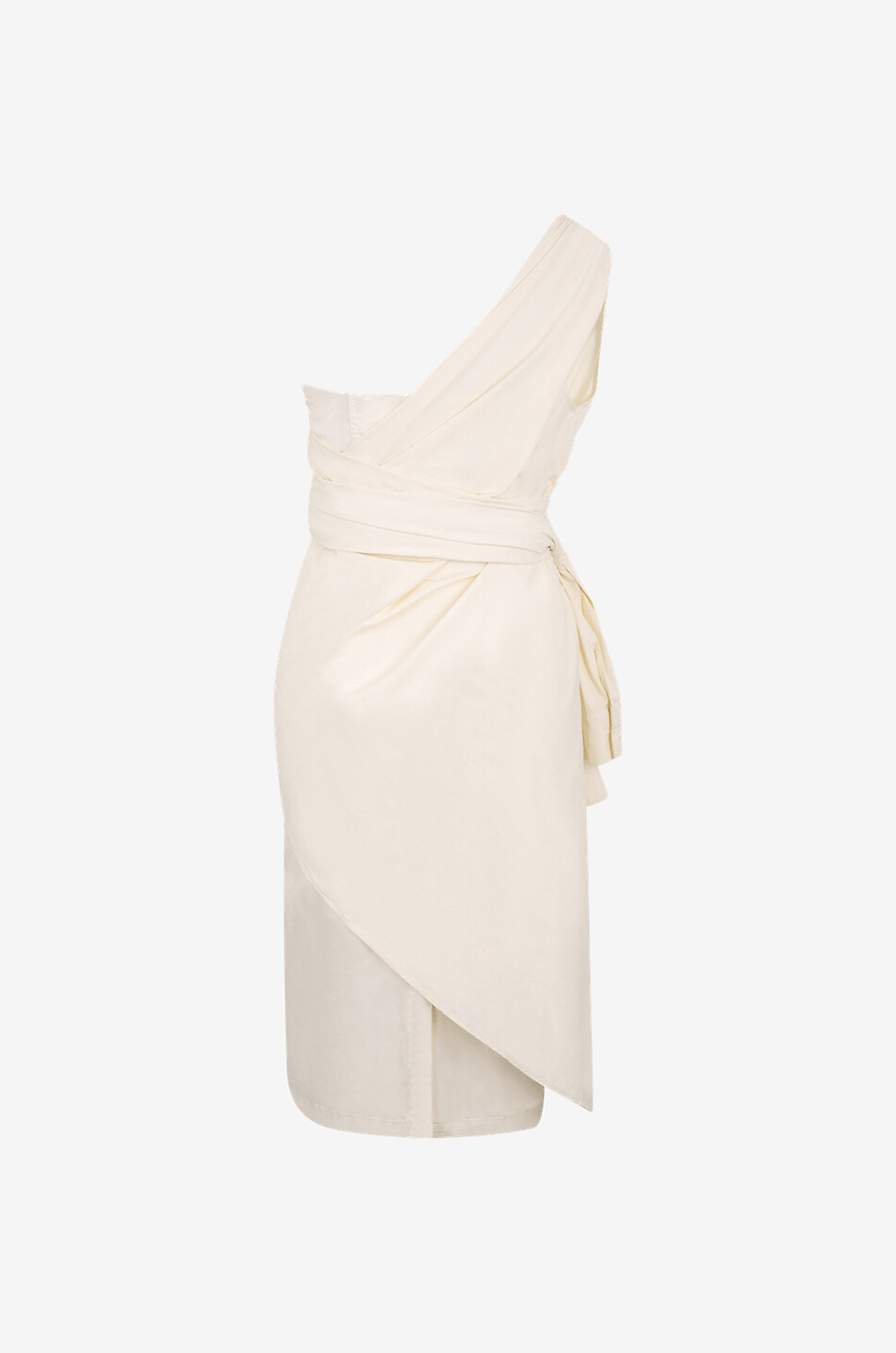 Cotton short draped asymmetric dress