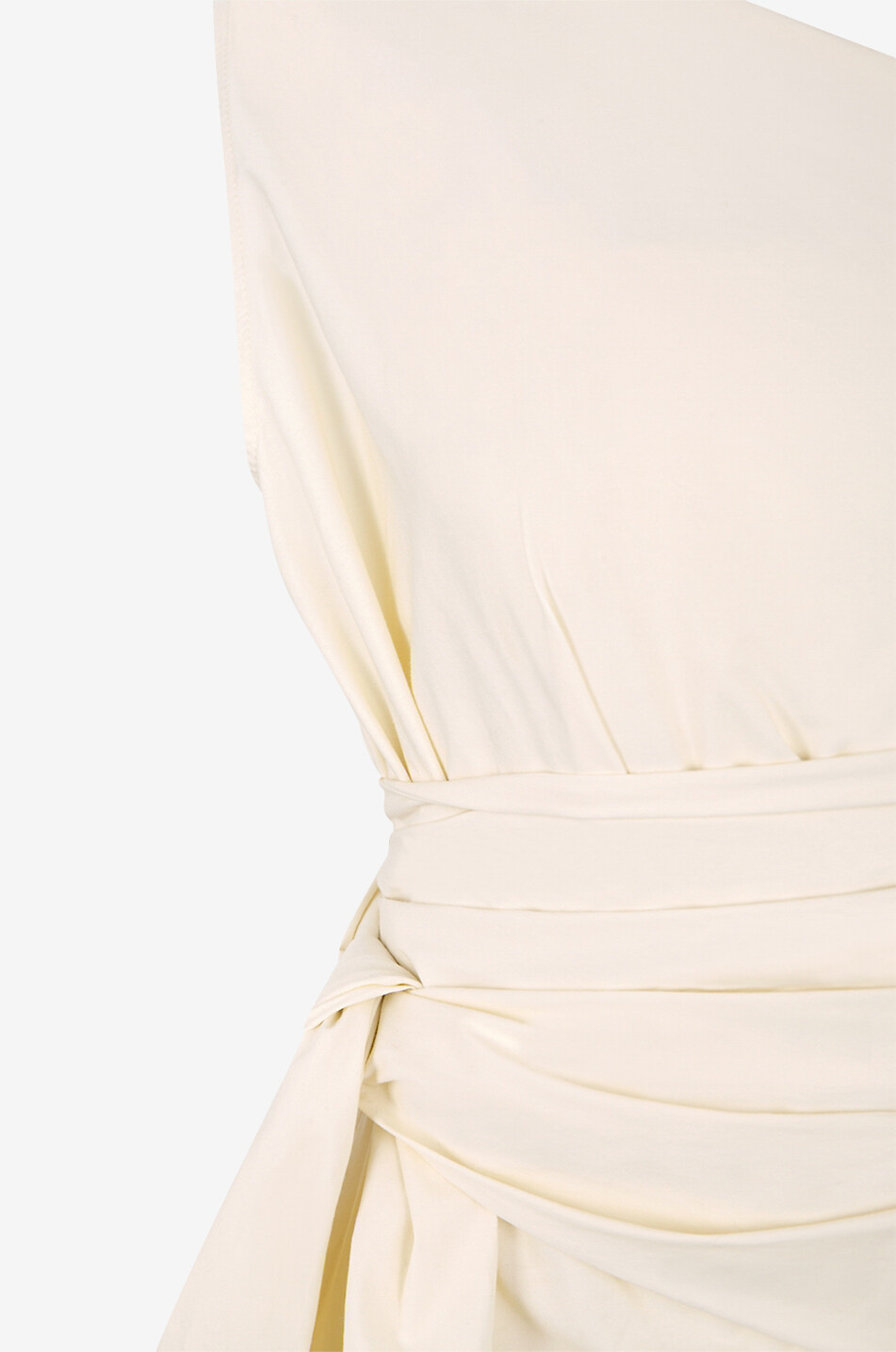 Cotton short draped asymmetric dress